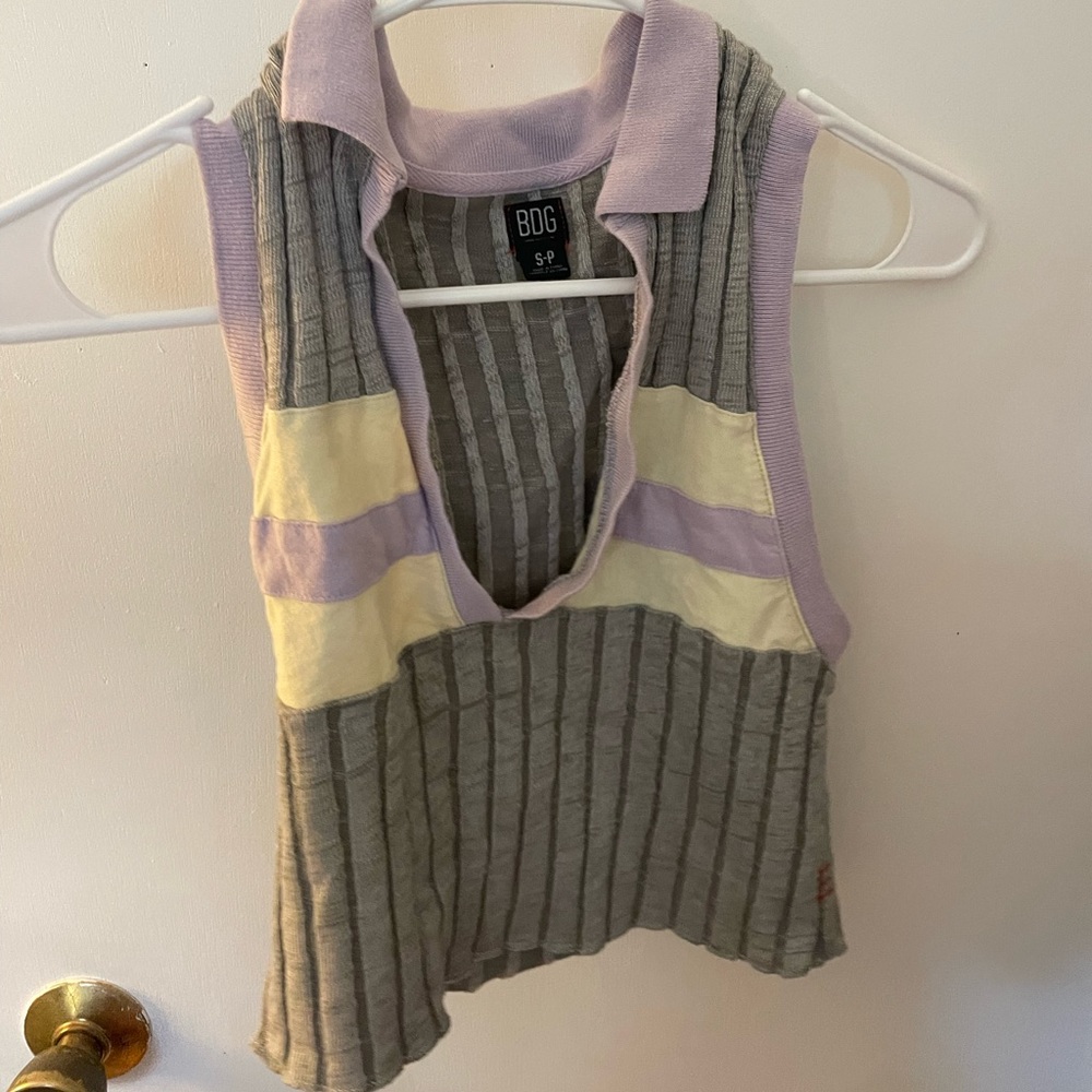 Urban Outfitters BDG Tennis Polo Style Cropped Knit Tank Top